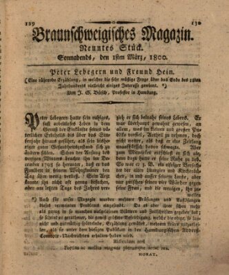 Braunschweigisches Magazin (Braunschweigische Anzeigen) Samstag 1. März 1800