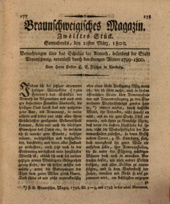 Braunschweigisches Magazin (Braunschweigische Anzeigen) Samstag 22. März 1800