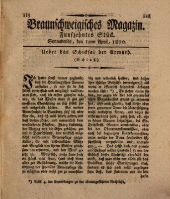 Braunschweigisches Magazin (Braunschweigische Anzeigen) Samstag 12. April 1800