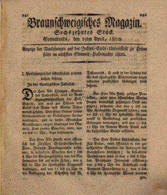 Braunschweigisches Magazin (Braunschweigische Anzeigen) Samstag 19. April 1800