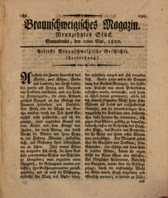 Braunschweigisches Magazin (Braunschweigische Anzeigen) Samstag 10. Mai 1800