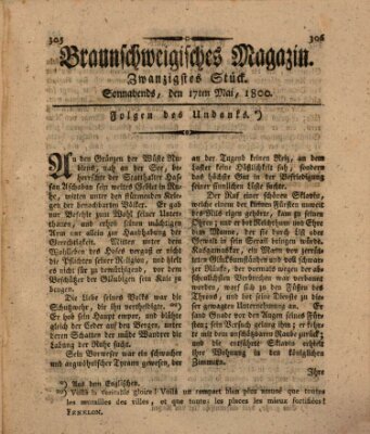 Braunschweigisches Magazin (Braunschweigische Anzeigen) Samstag 17. Mai 1800