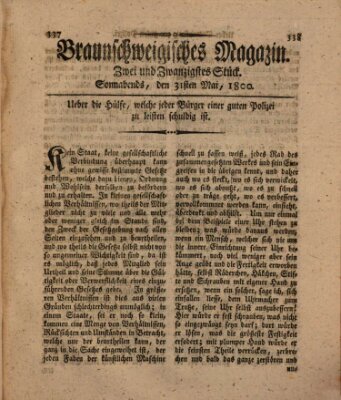 Braunschweigisches Magazin (Braunschweigische Anzeigen) Samstag 31. Mai 1800