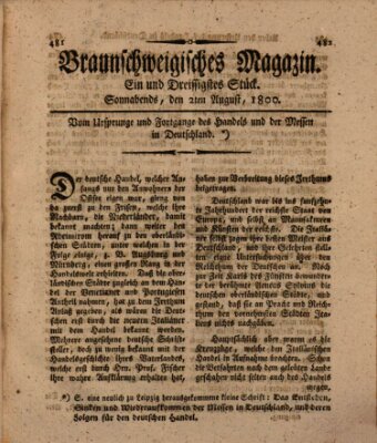 Braunschweigisches Magazin (Braunschweigische Anzeigen) Samstag 2. August 1800