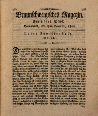 Braunschweigisches Magazin (Braunschweigische Anzeigen) Samstag 13. Dezember 1800