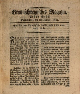 Braunschweigisches Magazin (Braunschweigische Anzeigen) Samstag 3. Januar 1801