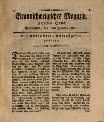 Braunschweigisches Magazin (Braunschweigische Anzeigen) Samstag 10. Januar 1801