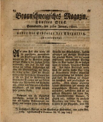 Braunschweigisches Magazin (Braunschweigische Anzeigen) Samstag 31. Januar 1801