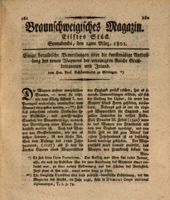 Braunschweigisches Magazin (Braunschweigische Anzeigen) Samstag 14. März 1801