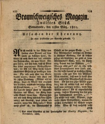 Braunschweigisches Magazin (Braunschweigische Anzeigen) Samstag 21. März 1801