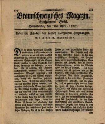 Braunschweigisches Magazin (Braunschweigische Anzeigen) Samstag 11. April 1801