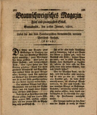 Braunschweigisches Magazin (Braunschweigische Anzeigen) Samstag 20. Juni 1801