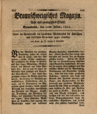 Braunschweigisches Magazin (Braunschweigische Anzeigen) Samstag 11. Juli 1801