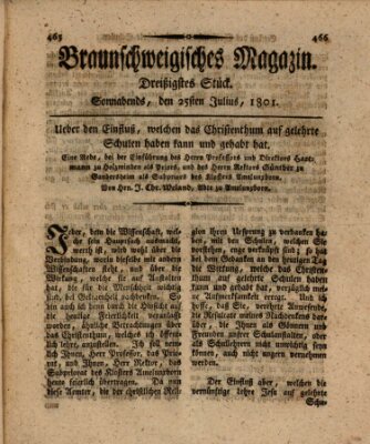 Braunschweigisches Magazin (Braunschweigische Anzeigen) Samstag 25. Juli 1801