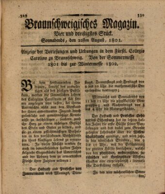 Braunschweigisches Magazin (Braunschweigische Anzeigen) Samstag 22. August 1801