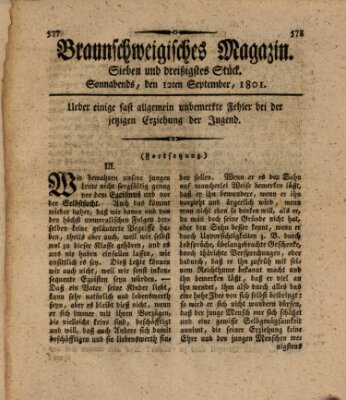 Braunschweigisches Magazin (Braunschweigische Anzeigen) Samstag 12. September 1801