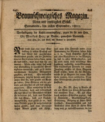 Braunschweigisches Magazin (Braunschweigische Anzeigen) Samstag 26. September 1801