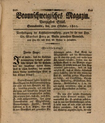 Braunschweigisches Magazin (Braunschweigische Anzeigen) Samstag 3. Oktober 1801