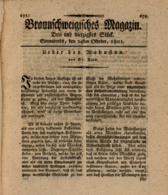 Braunschweigisches Magazin (Braunschweigische Anzeigen) Samstag 24. Oktober 1801