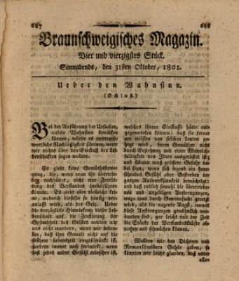 Braunschweigisches Magazin (Braunschweigische Anzeigen) Samstag 31. Oktober 1801