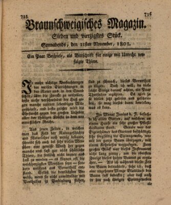 Braunschweigisches Magazin (Braunschweigische Anzeigen) Samstag 21. November 1801