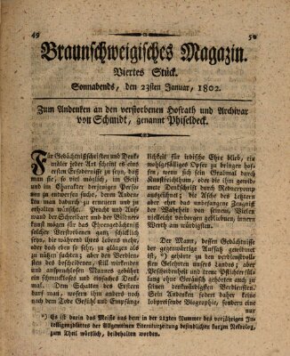 Braunschweigisches Magazin (Braunschweigische Anzeigen) Samstag 23. Januar 1802