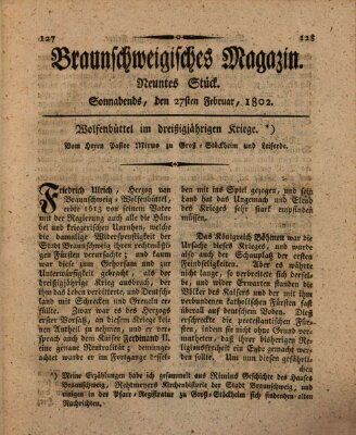 Braunschweigisches Magazin (Braunschweigische Anzeigen) Samstag 27. Februar 1802