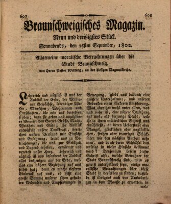 Braunschweigisches Magazin (Braunschweigische Anzeigen) Samstag 25. September 1802