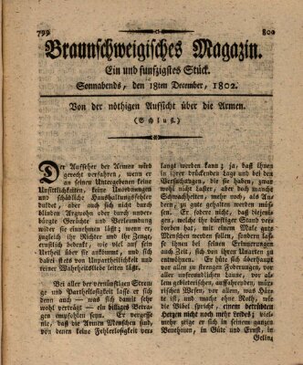 Braunschweigisches Magazin (Braunschweigische Anzeigen) Samstag 18. Dezember 1802