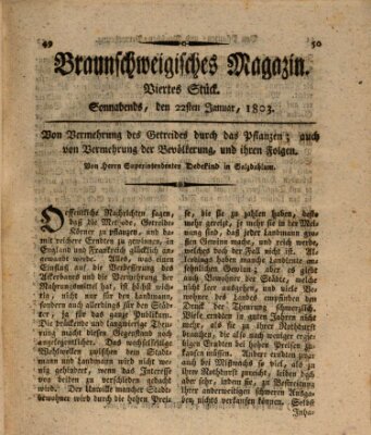 Braunschweigisches Magazin (Braunschweigische Anzeigen) Samstag 22. Januar 1803