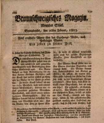 Braunschweigisches Magazin (Braunschweigische Anzeigen) Samstag 26. Februar 1803