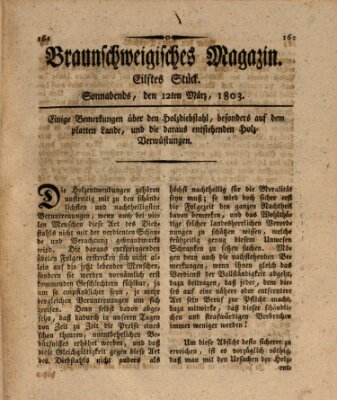 Braunschweigisches Magazin (Braunschweigische Anzeigen) Samstag 12. März 1803