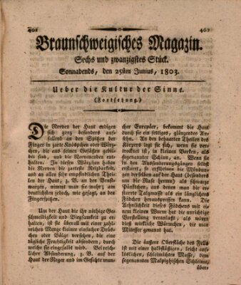 Braunschweigisches Magazin (Braunschweigische Anzeigen) Samstag 25. Juni 1803