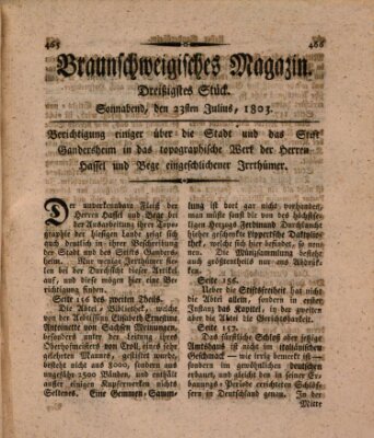 Braunschweigisches Magazin (Braunschweigische Anzeigen) Samstag 23. Juli 1803