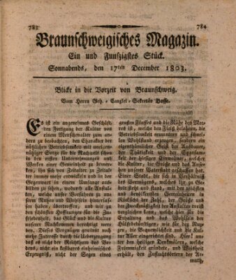 Braunschweigisches Magazin (Braunschweigische Anzeigen) Samstag 17. Dezember 1803