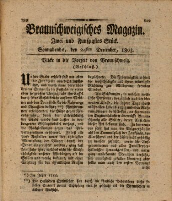 Braunschweigisches Magazin (Braunschweigische Anzeigen) Samstag 24. Dezember 1803