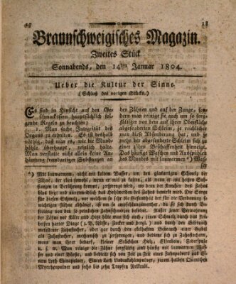 Braunschweigisches Magazin (Braunschweigische Anzeigen) Samstag 14. Januar 1804