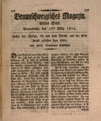 Braunschweigisches Magazin (Braunschweigische Anzeigen) Samstag 17. März 1804