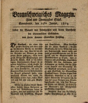 Braunschweigisches Magazin (Braunschweigische Anzeigen) Samstag 23. Juni 1804