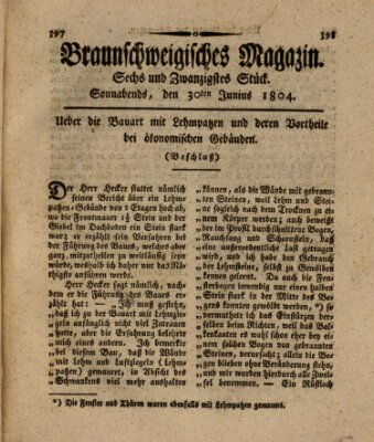 Braunschweigisches Magazin (Braunschweigische Anzeigen) Samstag 30. Juni 1804