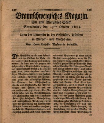 Braunschweigisches Magazin (Braunschweigische Anzeigen) Samstag 13. Oktober 1804