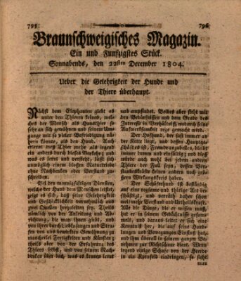 Braunschweigisches Magazin (Braunschweigische Anzeigen) Samstag 22. Dezember 1804