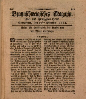 Braunschweigisches Magazin (Braunschweigische Anzeigen) Samstag 29. Dezember 1804