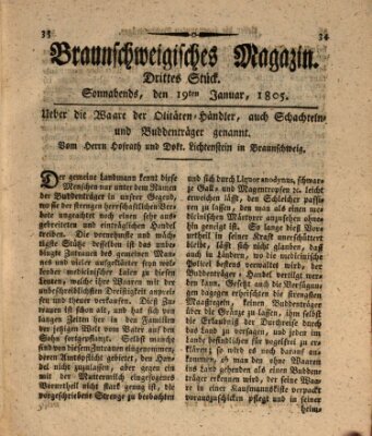 Braunschweigisches Magazin (Braunschweigische Anzeigen) Samstag 19. Januar 1805