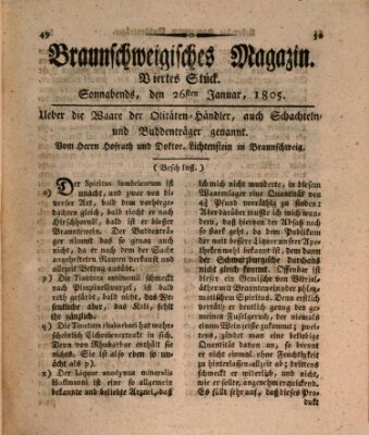 Braunschweigisches Magazin (Braunschweigische Anzeigen) Samstag 26. Januar 1805