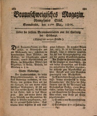 Braunschweigisches Magazin (Braunschweigische Anzeigen) Samstag 11. Mai 1805