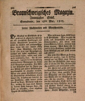 Braunschweigisches Magazin (Braunschweigische Anzeigen) Samstag 18. Mai 1805