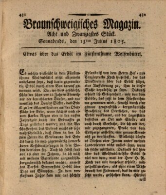 Braunschweigisches Magazin (Braunschweigische Anzeigen) Samstag 13. Juli 1805