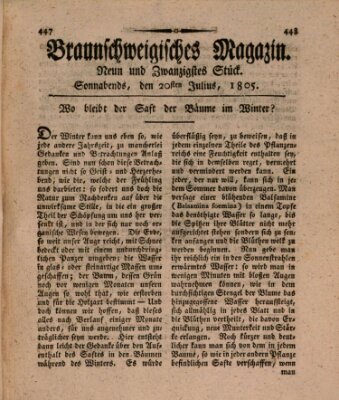 Braunschweigisches Magazin (Braunschweigische Anzeigen) Samstag 20. Juli 1805