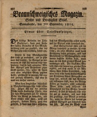 Braunschweigisches Magazin (Braunschweigische Anzeigen) Samstag 7. September 1805